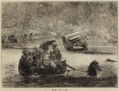Crossing a River in India by Felix Regamey